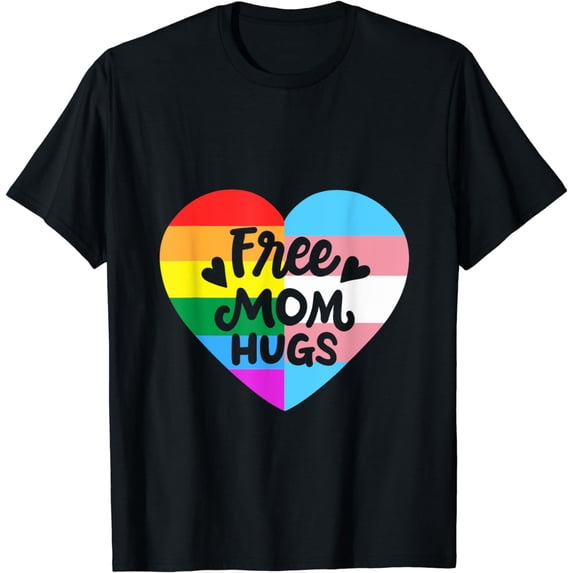 Free Mom Hugs Gay Pride LGBT Transgender Rainbow Flag T-Shirt