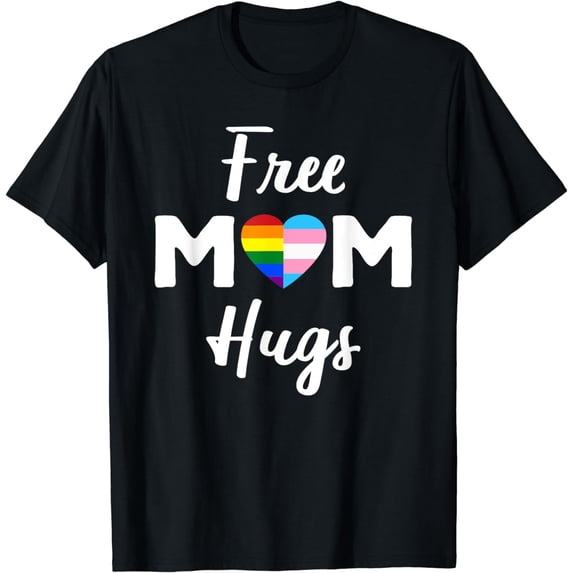 Free Mom Hugs Gay Pride Rainbow Flag LGBT Transgender T-Shirt
