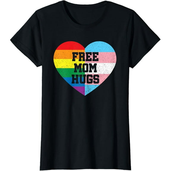 Free Mom Hugs Gay Pride Transgender Rainbow Flag T-Shirt