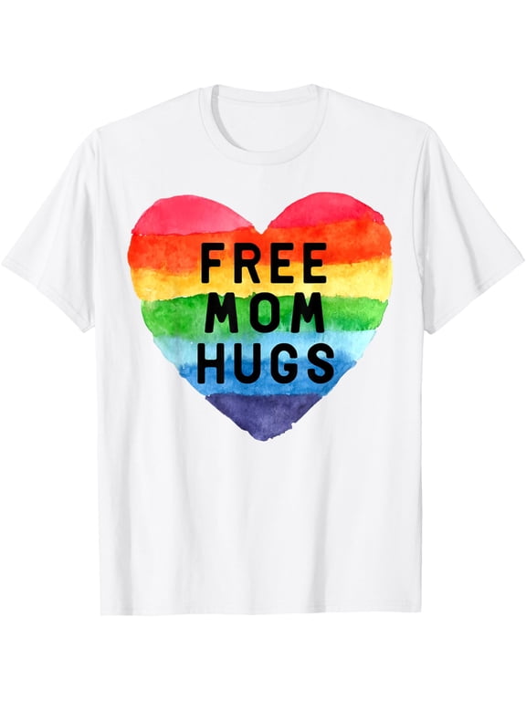 Free Mom Hugs LGBT Flag Gay Lesbian Pride Parades Rainbow T-Shirt men and women can wear, black, white, gifts