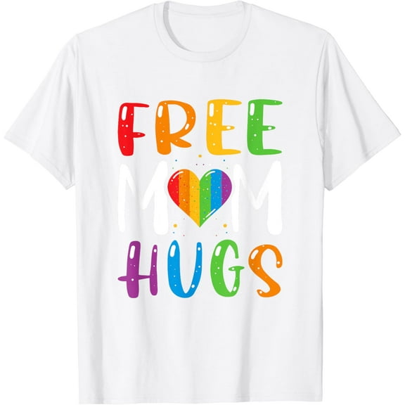 Free Mom Hugs Rainbow Heart LGBT Pride Month T-Shirt100% cotton