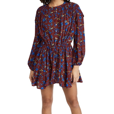 Free People Flower Fields Mini Dress, Size Medium: M/Burgundy Combo