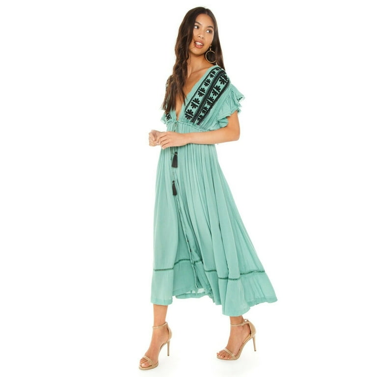 Free people will wait top for you embroidered midi dress