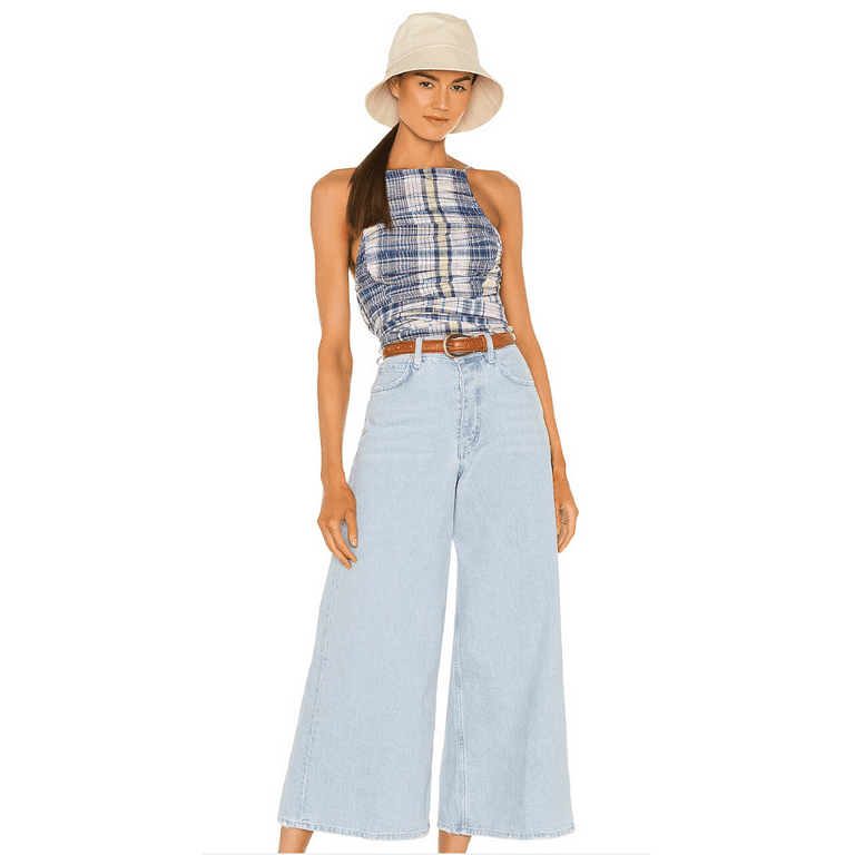 Free People Landry Crop Wide Leg Jeans in Bay Blue Various Sizes 25 Bay Blue Walmart