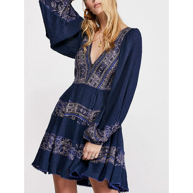 Free People My Love Mini Dress Blue Medium Walmart