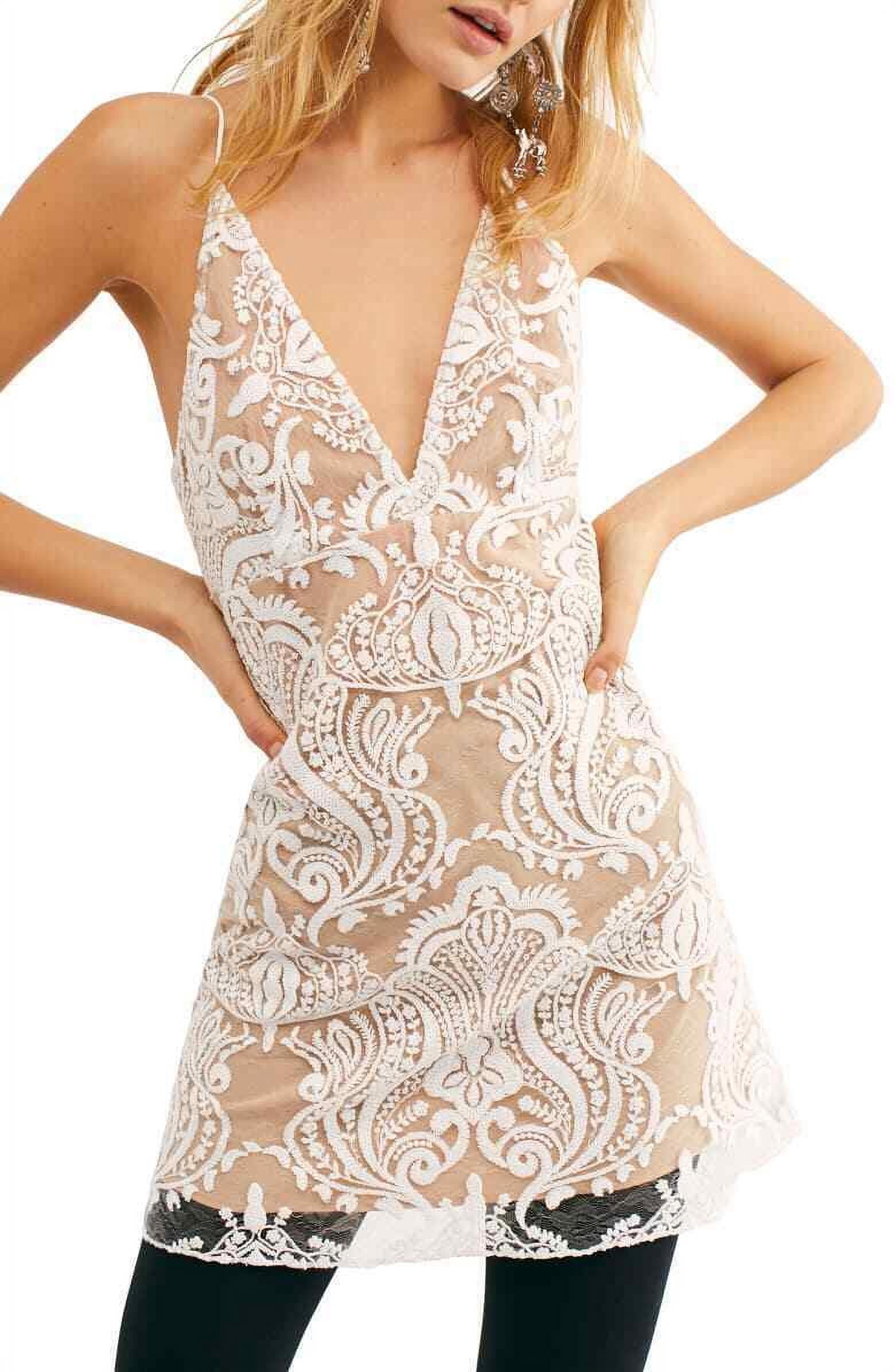Nude plunge dress online