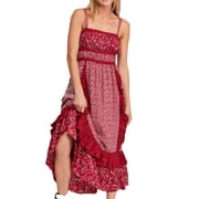 Free People Printed Yesica Maxi Dress Cherry Combo 12