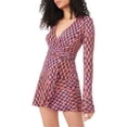 thumbnail image 1 of Free People Rhetta Long Sleeve Wrap Dress in Brown Combo, Size Large MSRP $128, 1 of 2