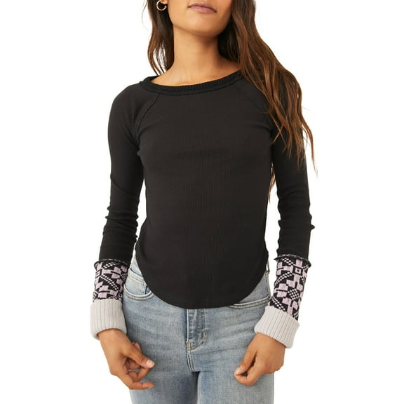 Free People She Is Reversible Cuff Top In Black