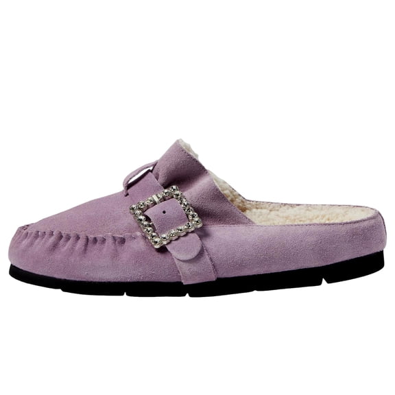Free People Shearling After Riding Mule Lavender Suede OB1770788-5501 Women's Size 7