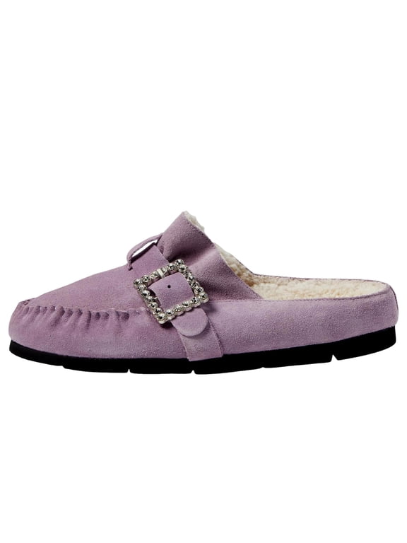 Shearling After Riding Mule Lavender Suede OB1770788-5501 Women's Size 7