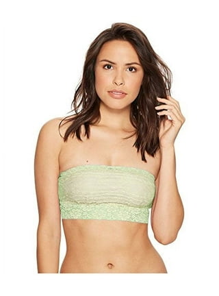 Womens Lace Solid Color Padded Bandeau Bralette Neon Crop Top
