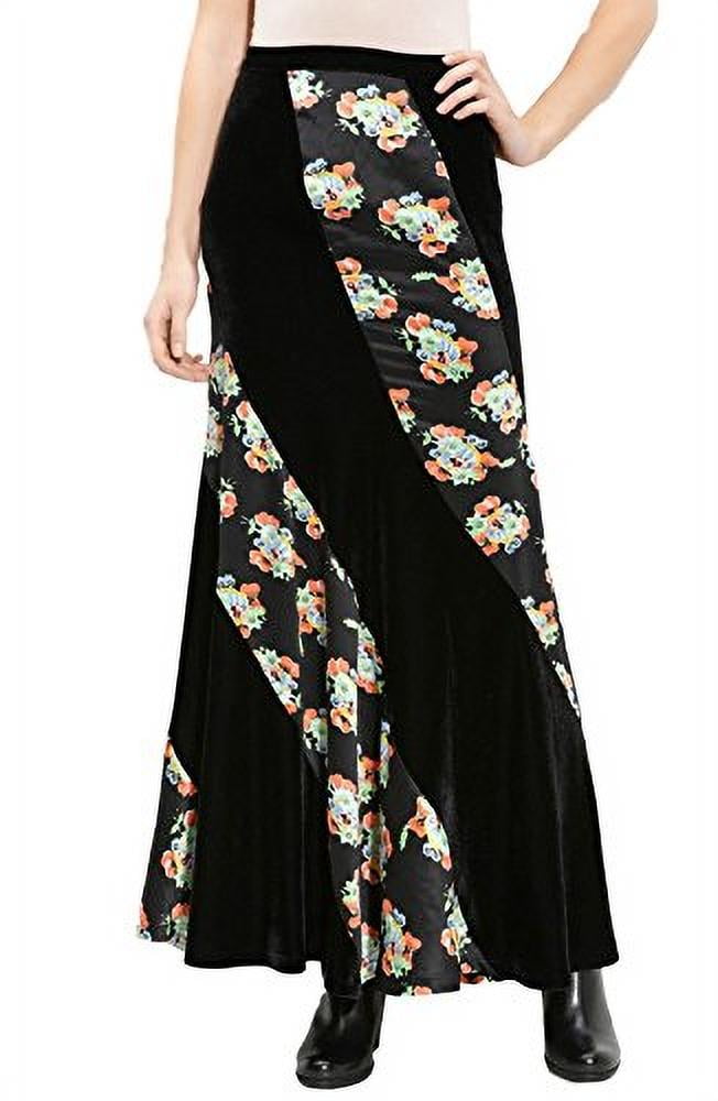 Free People Twisted Velvet/Satin Maxi Dress Skirt Black/Floral (0) -  Walmart.com