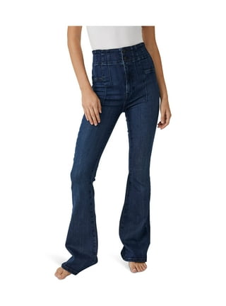 ZMHEGW Women's Skinny Ripped Bell Bottom Jeans High Waisted Flare