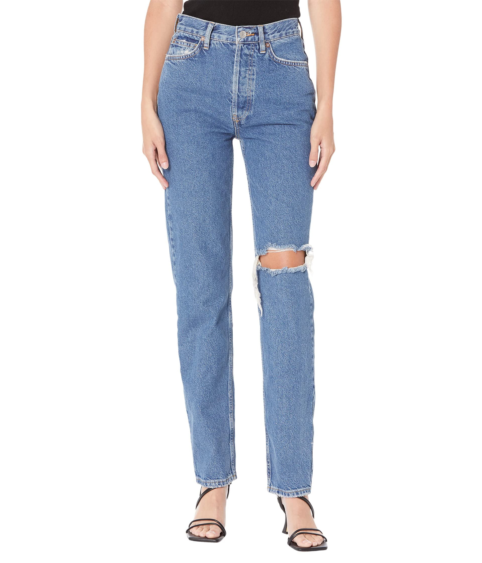 Free outlet People The Lasso Jean High Rise Straight Sapphire