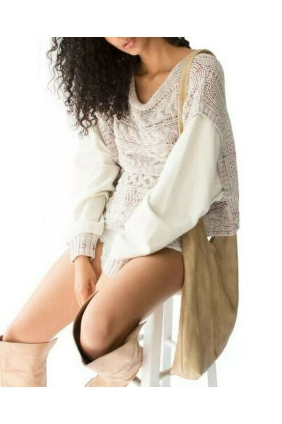 Women Honey Cable Knit Long Sleeve Sweater Pullover Natural XS, $168