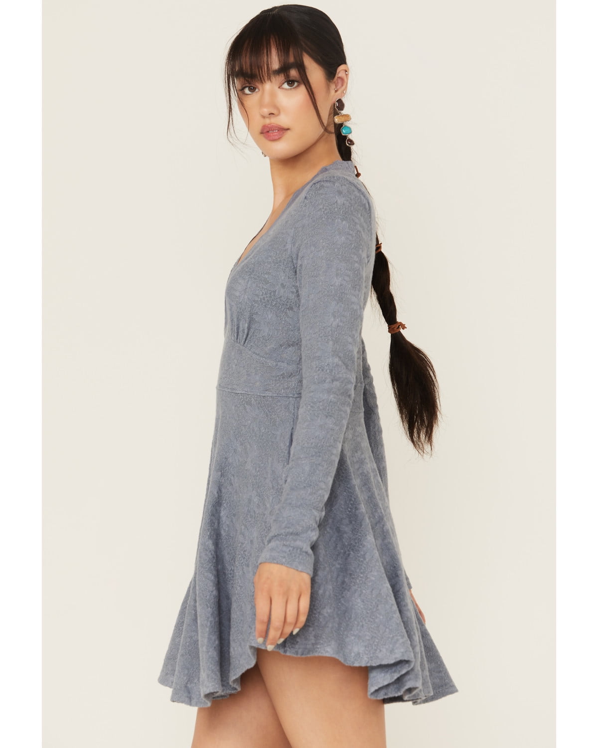 Free People Women's All Yours Long Sleeve Mini Dress Light Blue Medium US -  Walmart.com