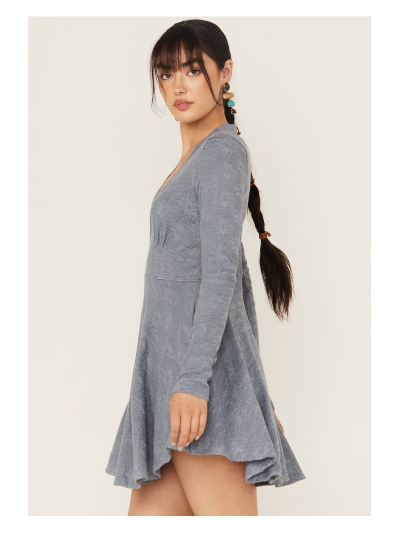 Free People Women's All Yours Long Sleeve Mini Dress Light Blue US -  Walmart.com