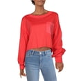 thumbnail image 1 of Free People Women's Austin T-Shirt Cropped Long Sleeves Red Size X-Small, 1 of 3