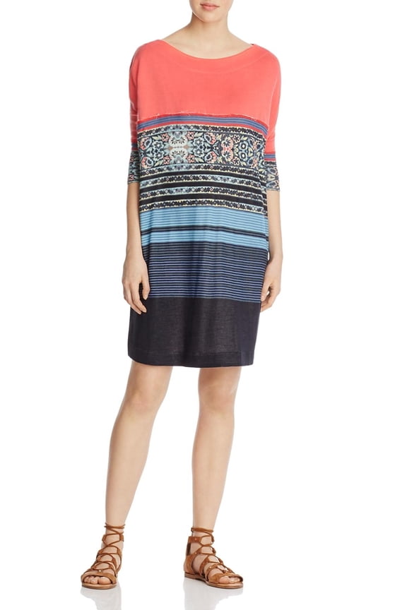 Women's Boxy Printed Tee Dress in Black Combo Size X-Small