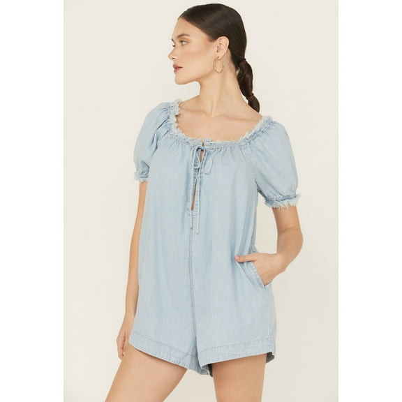 Free People Women's Daisy Denim Doll Romper Blue Medium  US