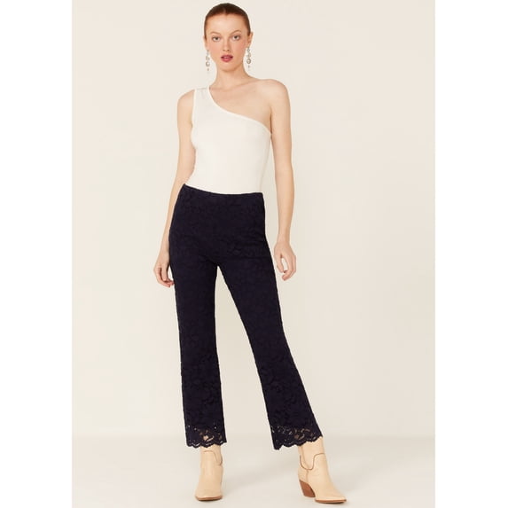 Free People Women's Disco Wild Laces Pull On Flare Pants Indigo Large