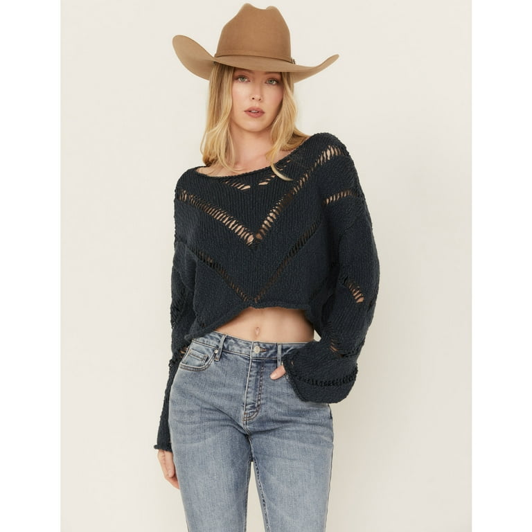 Free People Women s Distressed Cropped Sweater