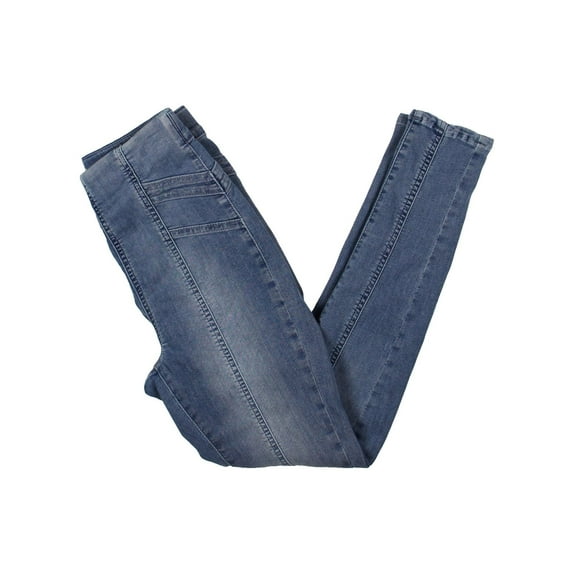 WE THE FREE Womens Light Blue Pocketed Elastic Waist Skinny Jeans 24