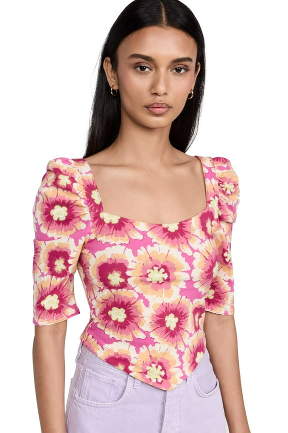 Women's Give Me More Top, Pop Combo, Pink, Floral, XL