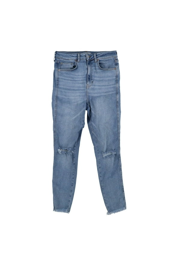 Women's Jeans Distressed Knee Denim Ripped Light Wash Blue 31 New