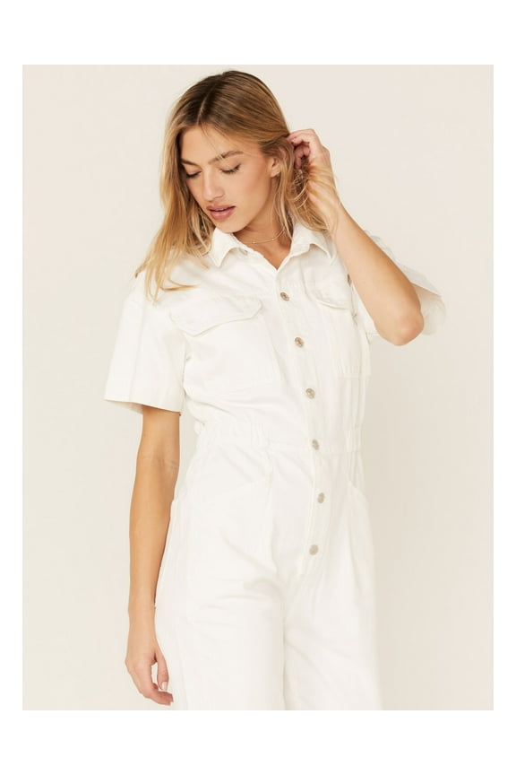 Women's Marci Short Sleeve Button Down Jumpsuit White US