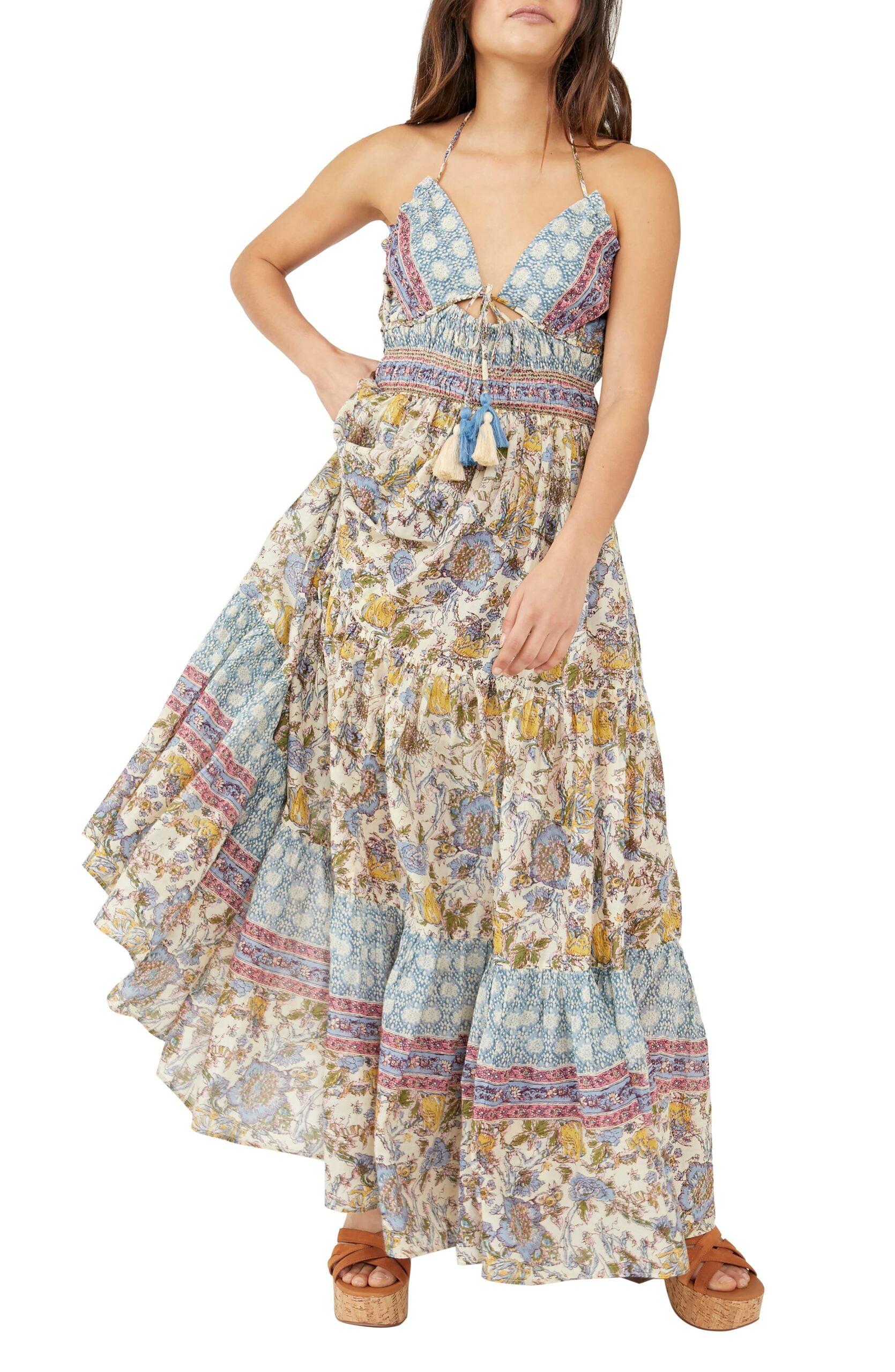 Free People Women's Real Love Print Maxi Dress Gray Size Large - Walmart.com