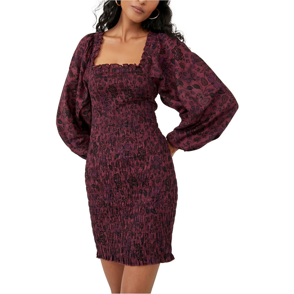 Free People Women's Smock It To Me Long Sleeve Minidress Black Size Medium  - Walmart.com