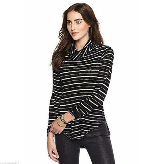 Free People Women's Striped Drippy Thermal Knit Cowl Neck Top Shirt OB455608