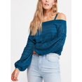 thumbnail image 1 of Free People Women's Sweater Cold Shoulder Knitted Blue Size Large, 1 of 4