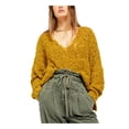 thumbnail image 1 of Free People Women's Textu Long Sleeve V Neck Sweater Yellow Size M, 1 of 4