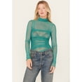 thumbnail image 1 of Free People Women's Under It All Ruched Mesh Bodysuit Teal X-Large  US, 1 of 4