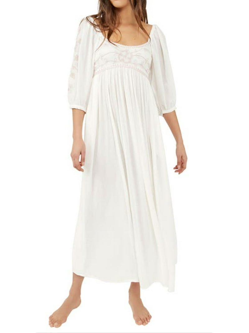 fitted lace wedding dress Free People Jasmine Floral Embroidered Tunic Dress – White Chocolate Couture