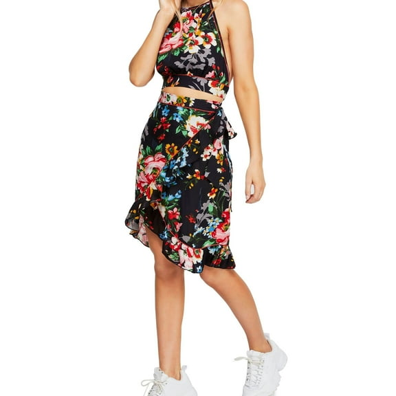 Free People Womens 2 Piece Set Floral Wrap Skirt