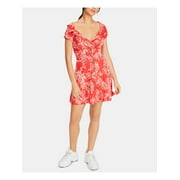 Free People Womens A Thing Called Love Boho Linen Blend Mini Dress Red 0