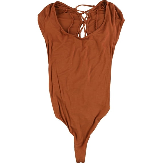 Free People Womens About the Back Bodysuit Jumpsuit, Orange, X-Small