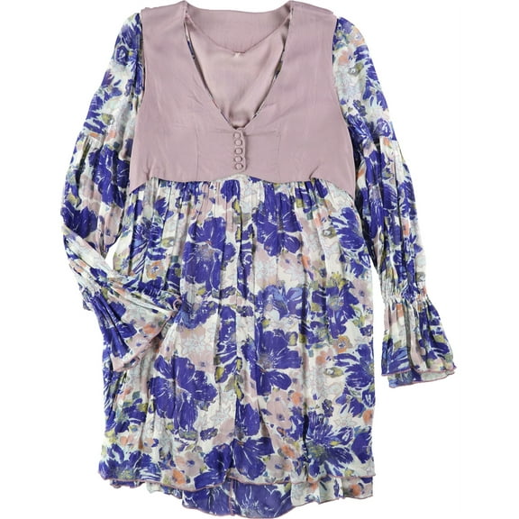 Free People Womens Alice Mini Dress, Purple, X-Small
