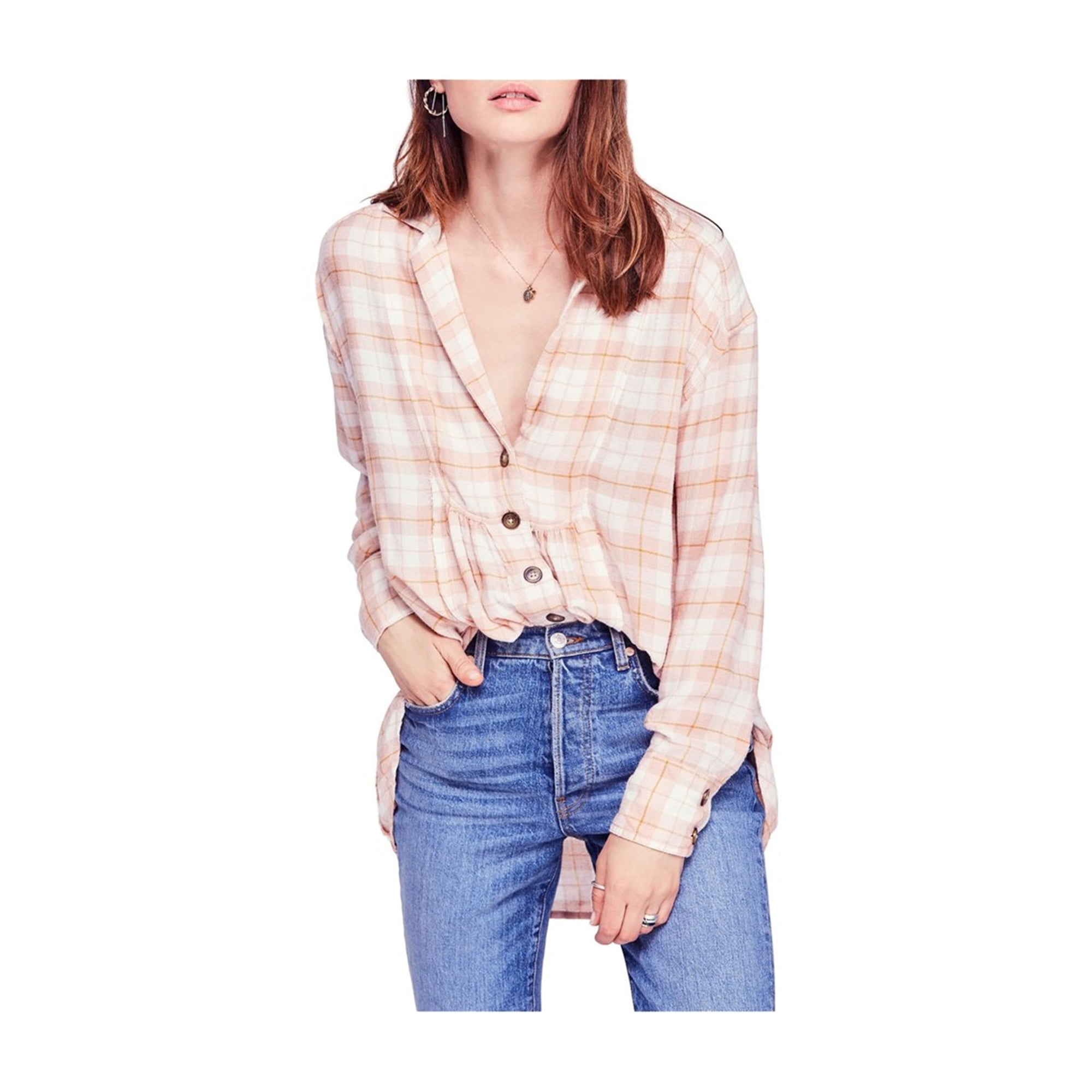 Free people pink sales shirt