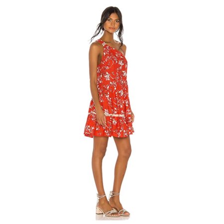 Free People Womens All Mine Linen Blend Floral Mini Dress,XS: XS/Red