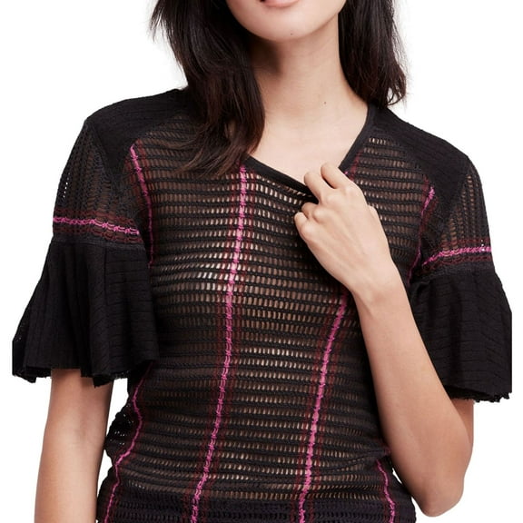 Free People Womens Babes Only Pullover Sweater, Black, X-Small