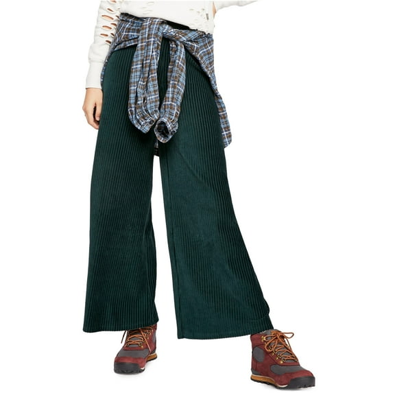 Free People Womens Bambi Casual Wide Leg Pants, Green, Medium
