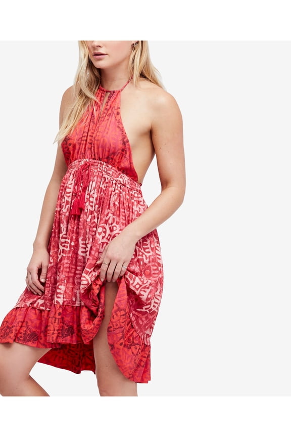 Womens Beach Day Mini Dress, Red, Medium