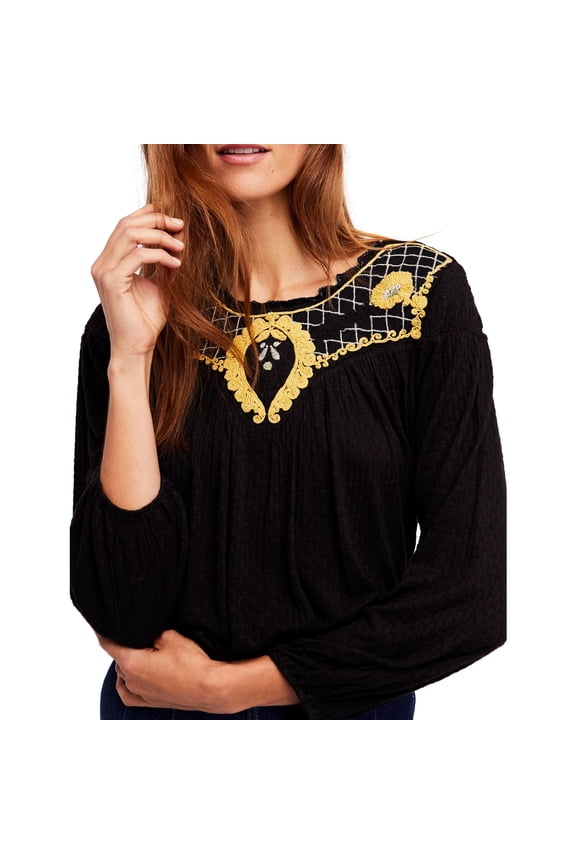 Womens Begonia Knit Blouse, Black, Small