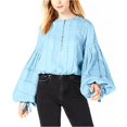 thumbnail image 1 of Free People Womens Bell Sleeve Peasant Blouse, Blue, X-Small, 1 of 1
