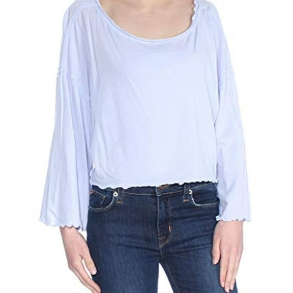 Free People Womens Bird Gang Basic T-Shirt, Purple, Large